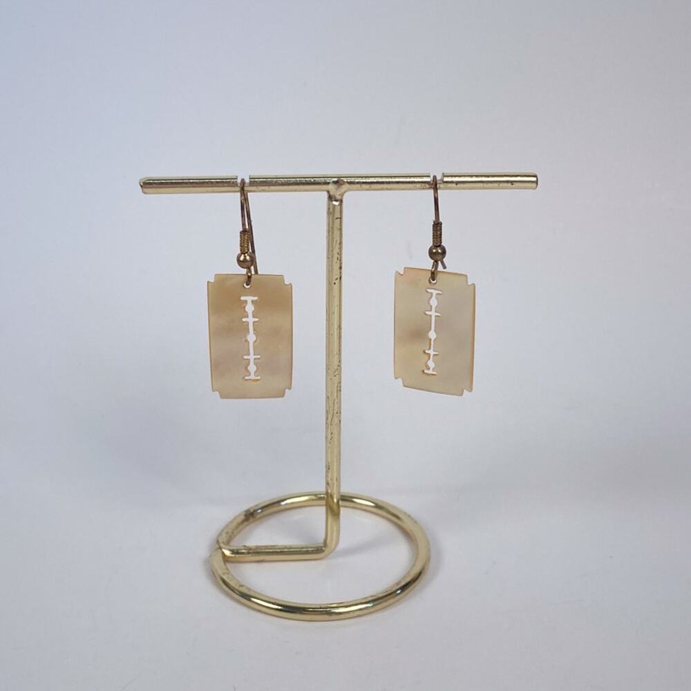 Vintage Mother of Pearl Razor Blade Earrings